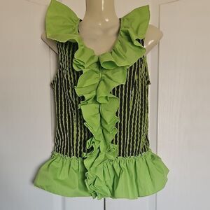 Green Ruffled Women's Top